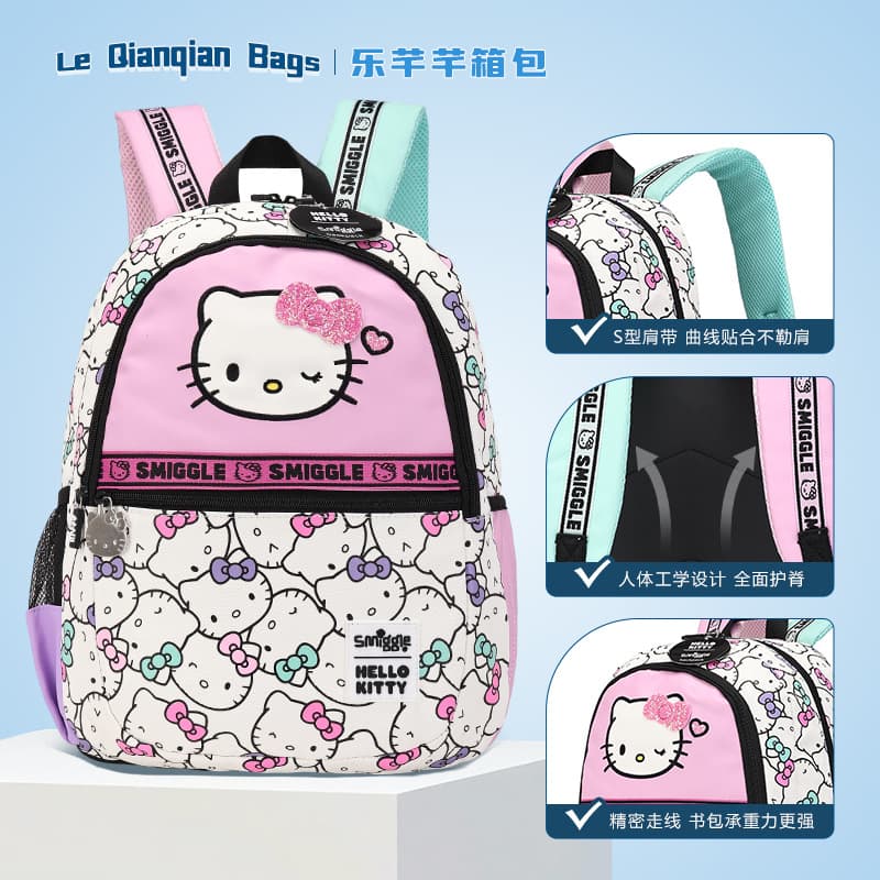 Xiaohongshu's best-selling hellokitty waterproof splash girl's schoolbag pink and white contrasting color primary school bag children's style