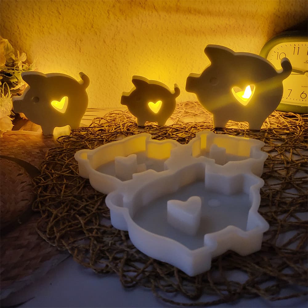 S1158 Large, Medium, Small Piggy Desktop Decoration Cement Plaster Mold DIY Silicone Mold