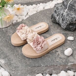 Flat Flower One-Bar Sandals Trendy Summer Sandals 2026 Beach Vacation Style Women's Outdoor Sandals Wholesale
