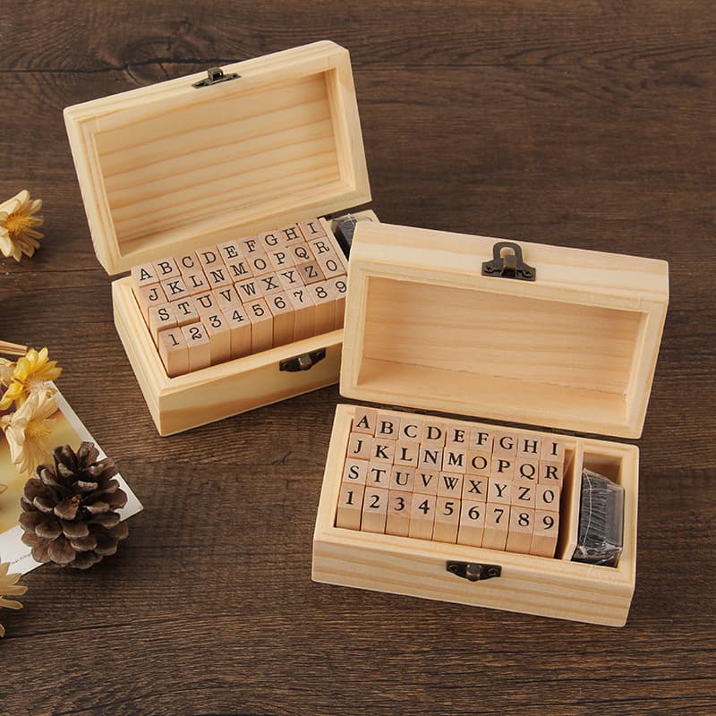 Basic planner set with typewriter font stamps, Ming Dynasty traditional Chinese letters, numbers, and English retro wooden stamps.