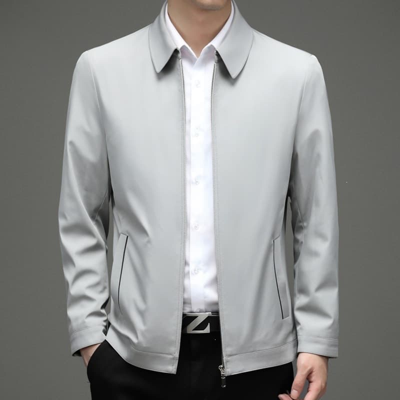 Authentic Spring and Autumn Jackets for Men, Middle-Aged, with Lapel Collar, Business Casual Jackets, High-End Executive Outerwear