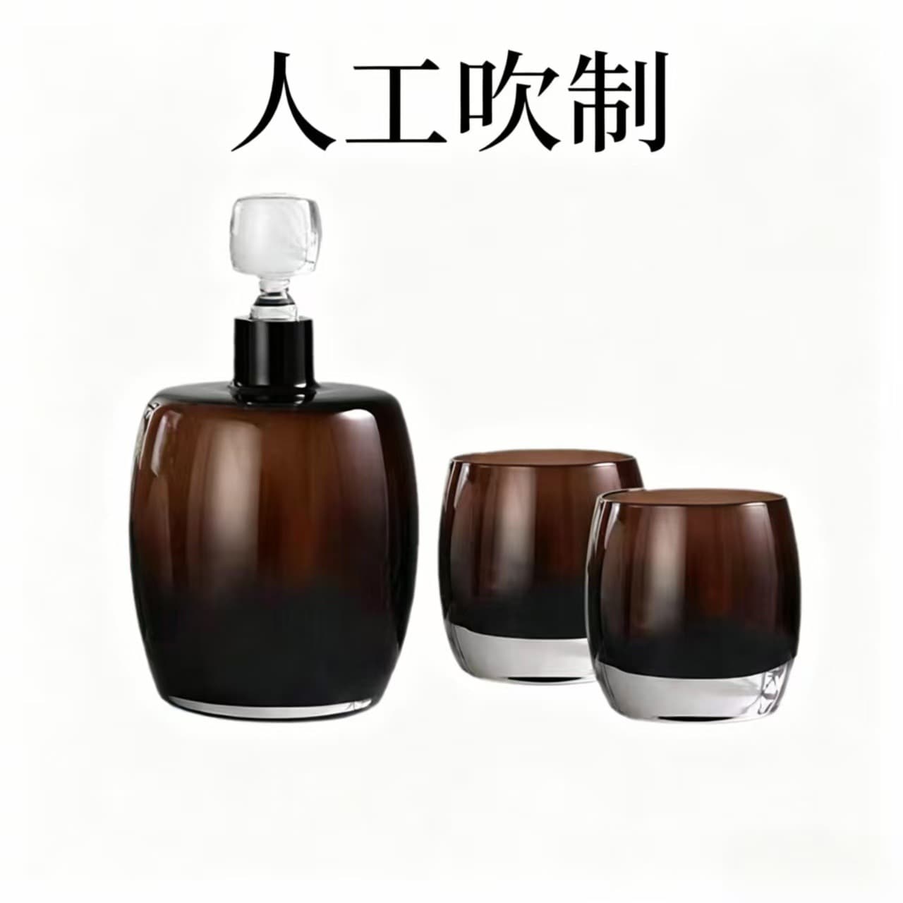 Whiskey Glassware Set Hand-Blown Natural Thick Glass Hotel Bar Wine Decanter Set
