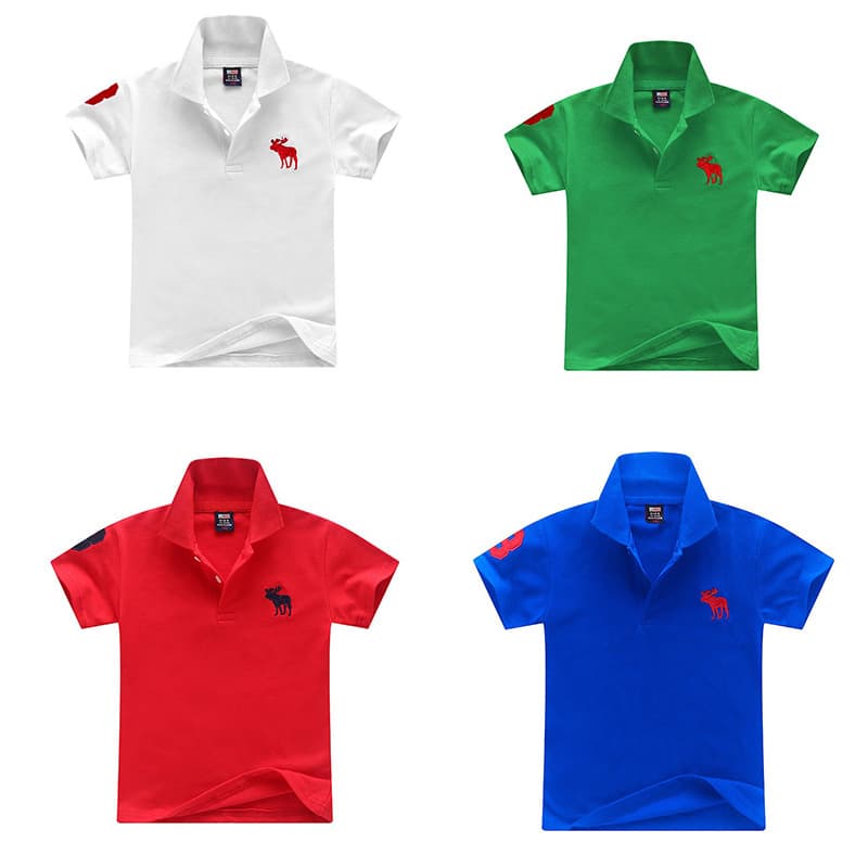 In Stock Cross-Border Supply Children's Summer Turn-Down Collar T-Shirt Boys' Cotton Polo Shirt Short Sleeve Casual for Toddlers and Kids