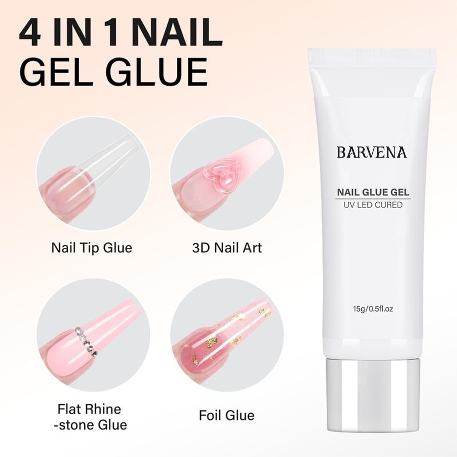 Cross-border TK Best-seller BARVENA Nail Glue Non-damaging Non-whitening Strong Adhesion Quick-dry Durable