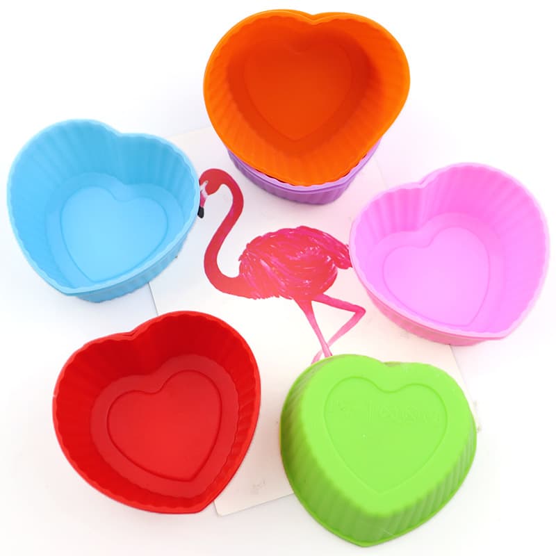 Minghao 7cm Single Hole Heart-shaped Love Muffin Cup Silicone Cake Mold Handmade Tart Mold Cold Soap Mold