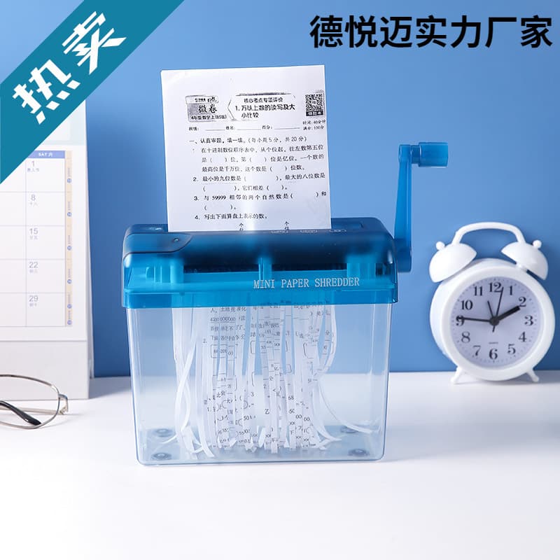 Desktop Manual Hand-Crank Paper Shredder for Home/Office, A4 Paper File Strip-Cut Machine