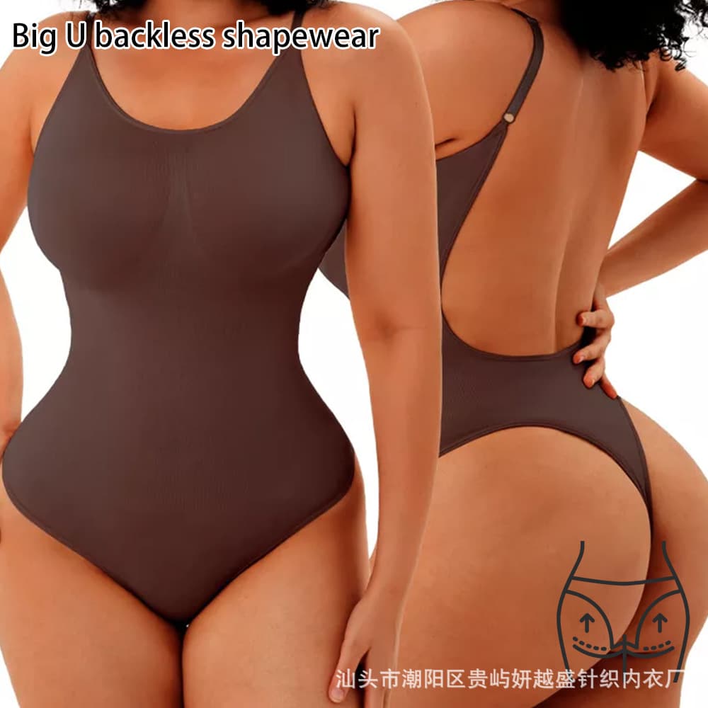 Seamless Shapewear Bodysuit Women's Elastic Forming Underwear Tummy Control Skims One-Piece with Buckles Butt Lifting