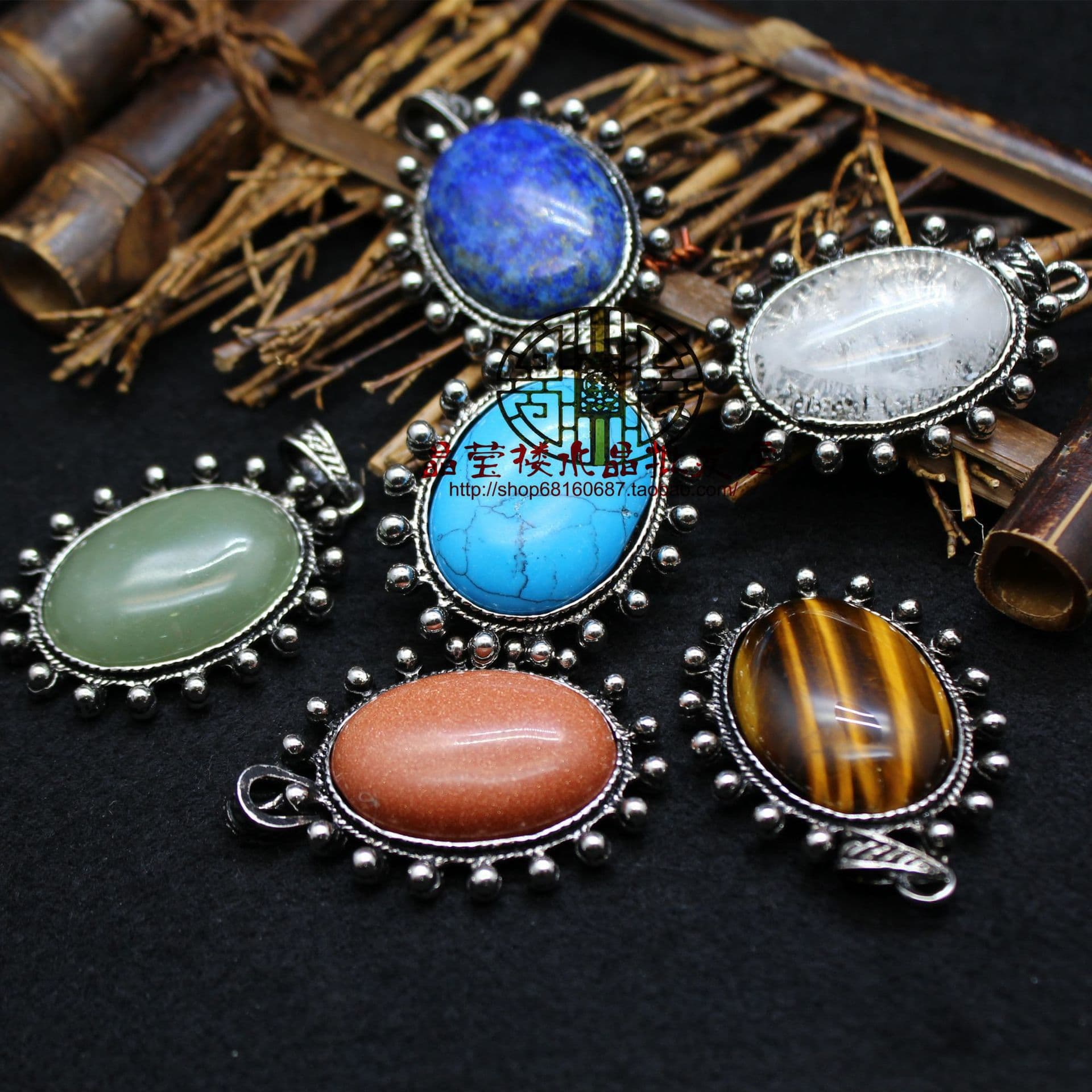 Origin Supply: Cross-border European and American Accessories Retro Pendant, Personality Smoky Pink Agate Necklace Jewelry