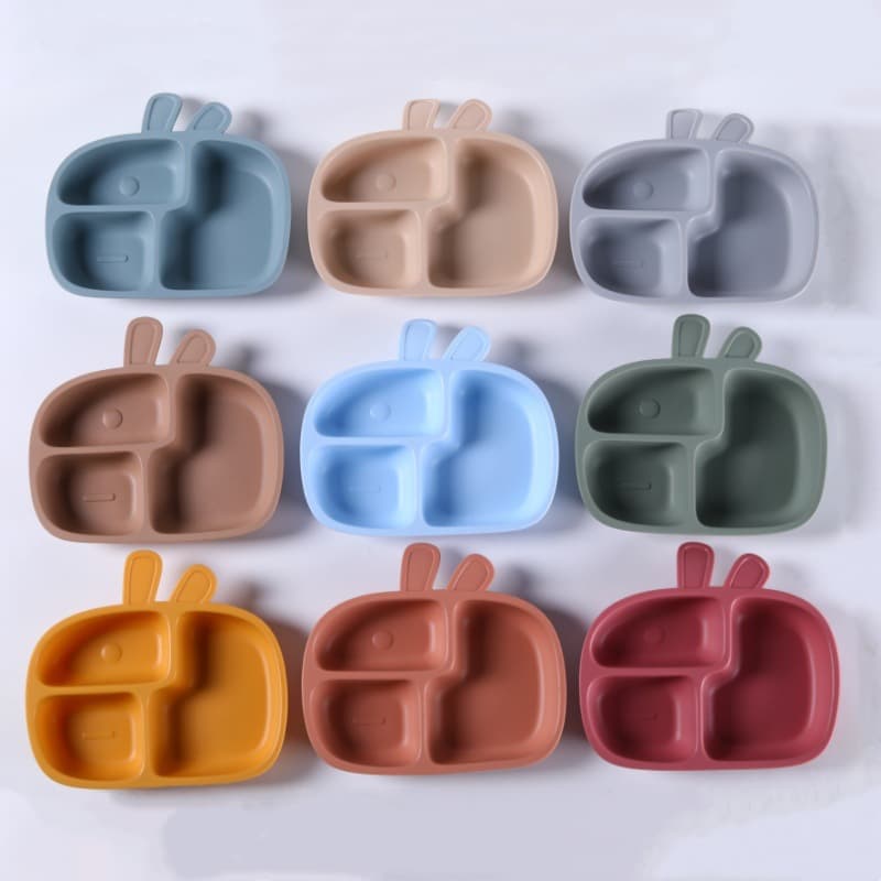 Silicone Baby Plate Set, Food-Grade Toddler Bowl Set, Divided Suction Plate with Suction Base