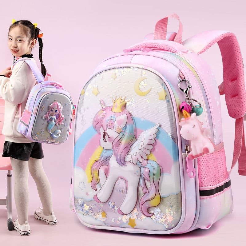 Girls Kindergarten Backpack, Lightweight Spine-Protecting Trendy Flowing Sand Design, Super Cute Waterproof Bag for Preschool Classes