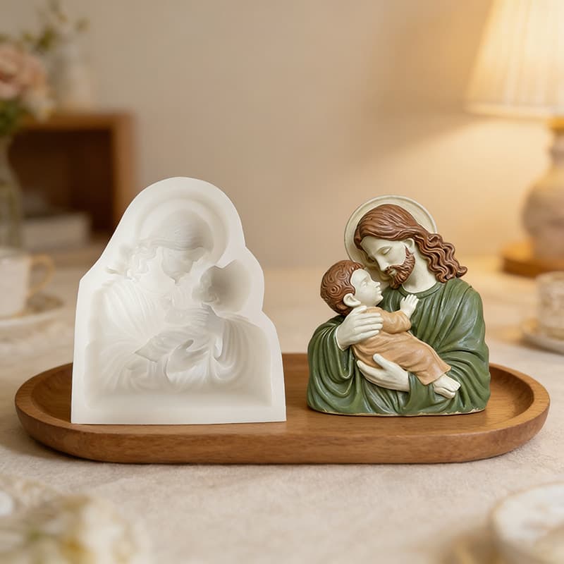 Father Holding Little Boy European Style Aromatherapy Candle Silicone Mold DIY European Figure Resin Plaster Ornament Mold