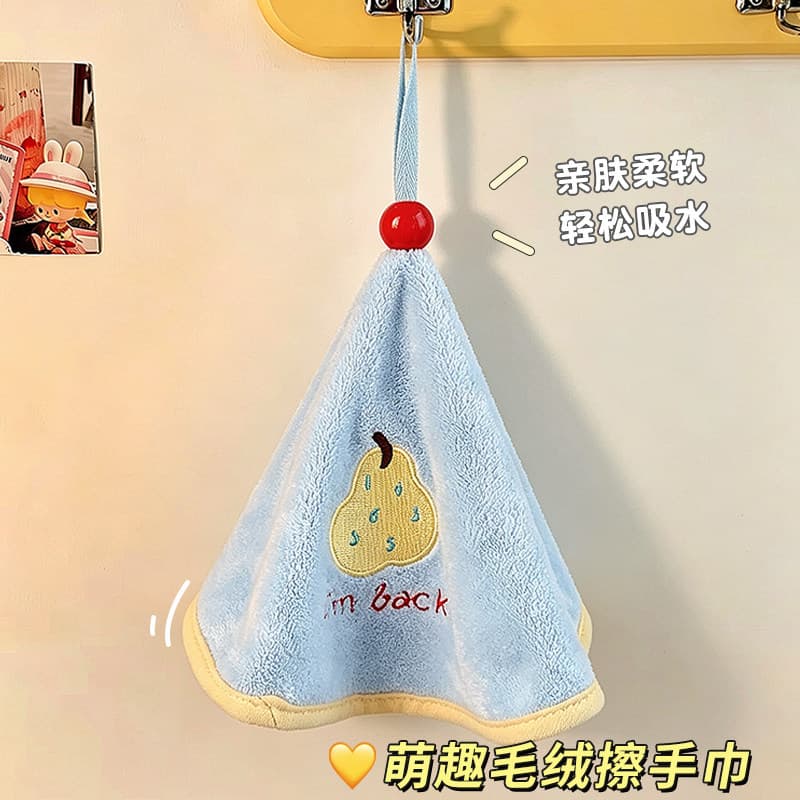 Hand towel hanging cute water-absorbent quick-drying towel handkerchief for home kitchen bathroom children's coral velvet hand towel
