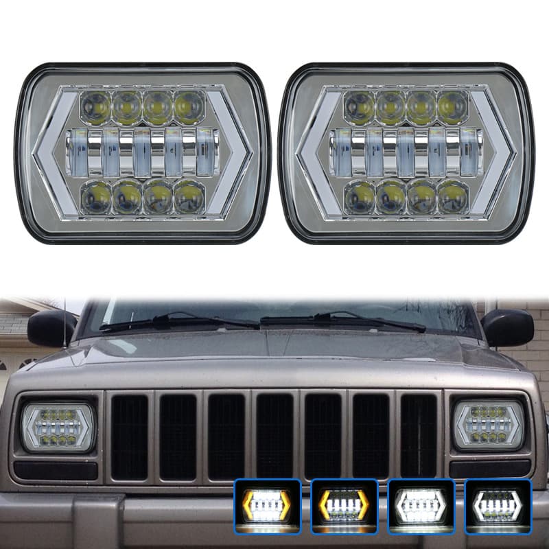 Suitable for Jeep Wrangler Modified Cherokee Headlight 5x7 Off-Road Vehicle LED Headlight Headlight Factory Direct Sale