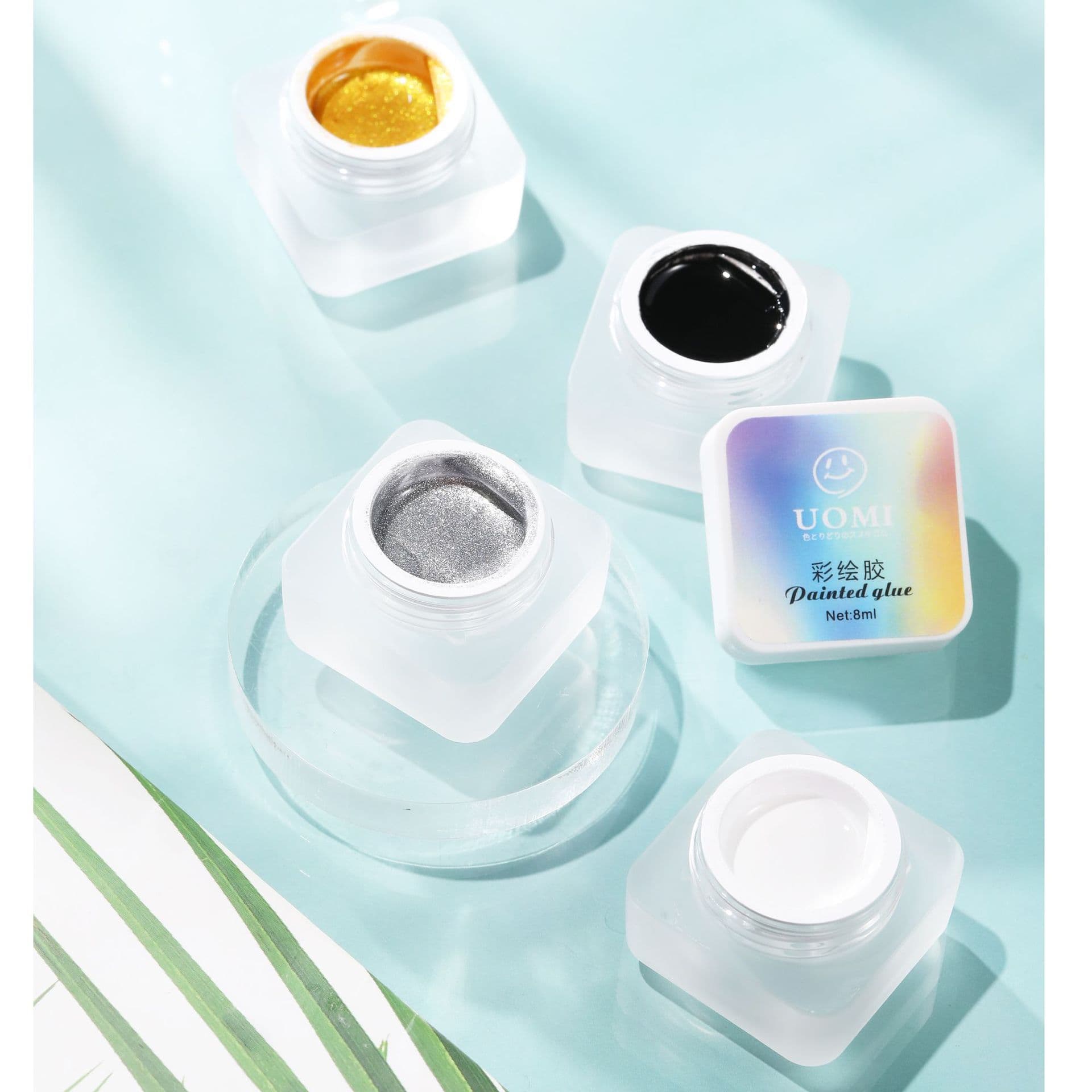 Uomi High-Density Nail Art Gel in Jar, Black and White Painting Gel for Nail Art, Drawing and Flower Nail Gel