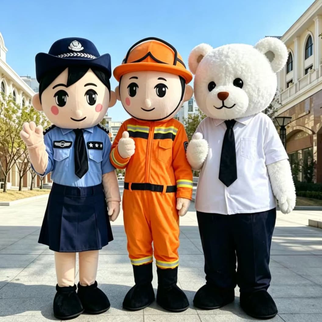 Firefighter 119 Fire Alarm Mascot Costume Traffic Police Cartoon Character Costume Walking Safety Activity Props Police Bear