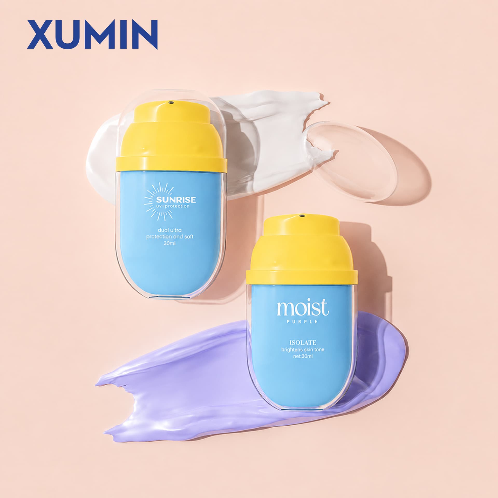 Xu Min in stock 30ml Double Layer Liner Sunscreen Cream Bottle Hand Guard Press Lotion Bottle Isolation Cream Bottle Travel Sub Bottle