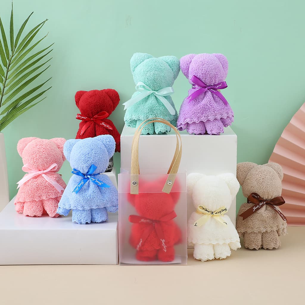 Towel Bear Souvenir Coral Fleece High Aesthetic Handmade Exquisite Gifts Wedding Opening Anniversary Events Small Gifts