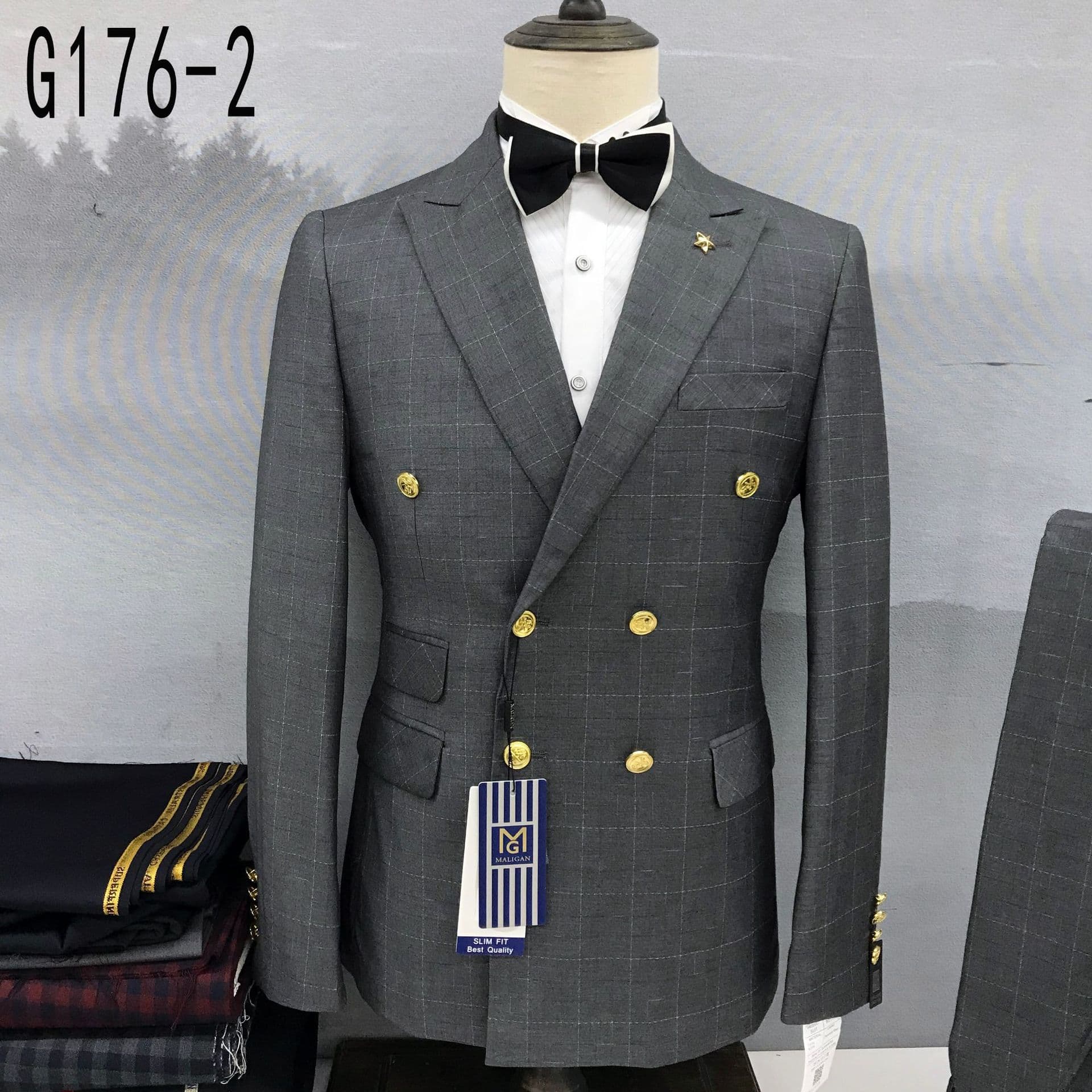 Double-Breasted Plaid Suit for Men, Summer Photography Suit, African Clothing