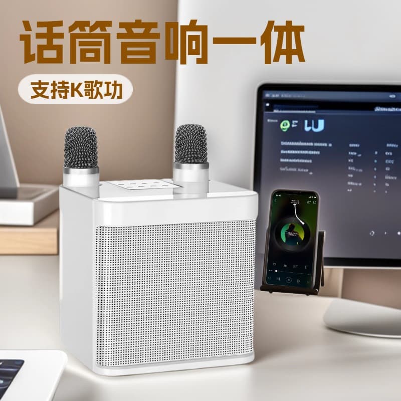 YS203 Bluetooth audio karaoke home all-in-one machine outdoor live broadcast artifact double wheat small speaker portable microphone