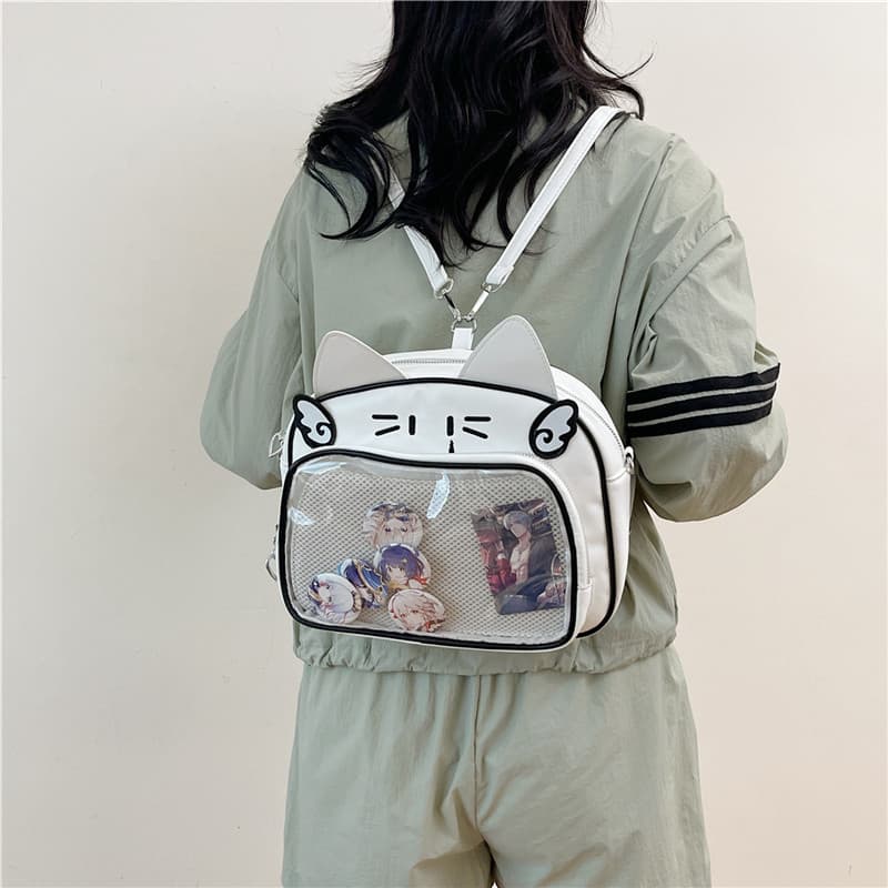 Japanese cute and sweet cat shoulder bag 2026 new fashion crossbody backpack transparent bag two-dimensional pain bag