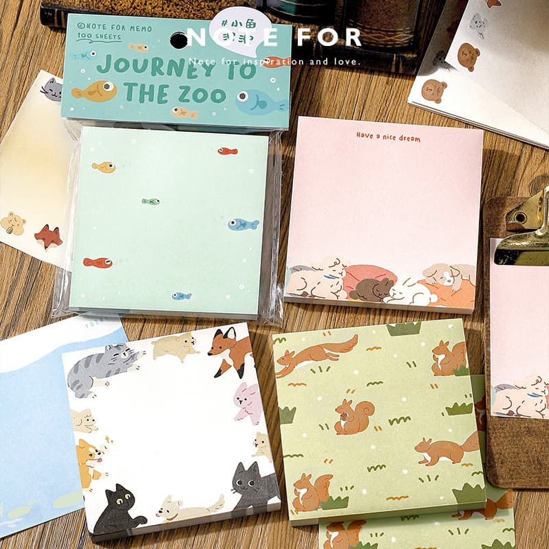 NOTE FOR Memo Pad - Zoo Travel Series - Cute Cartoon Planner Memo Check-in Message Note Paper