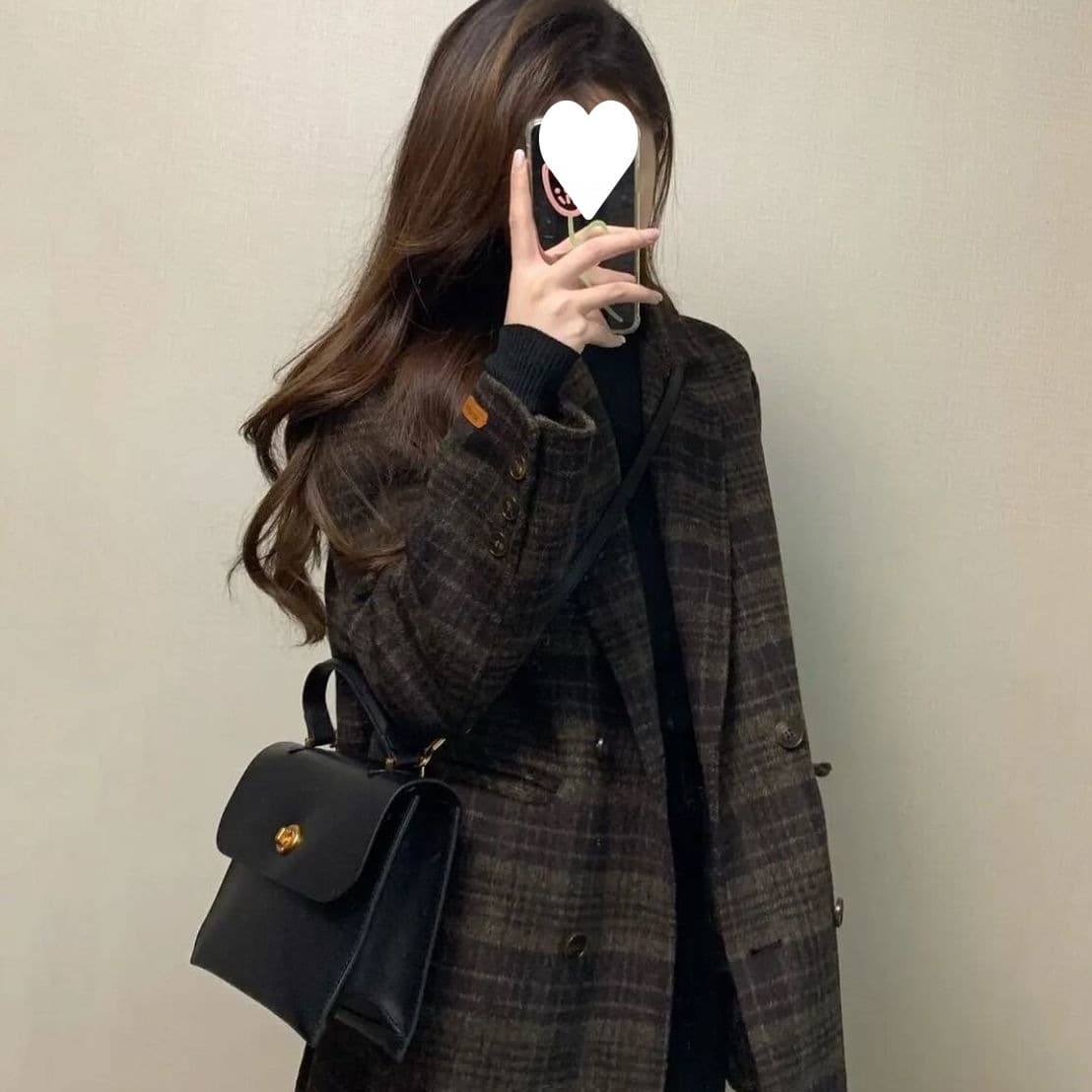 Retro Little Fragrance Style Checkered Wool Blazer, 2025 Autumn/Winter New Korean Style Thickened Slim-Fit Versatile Woolen