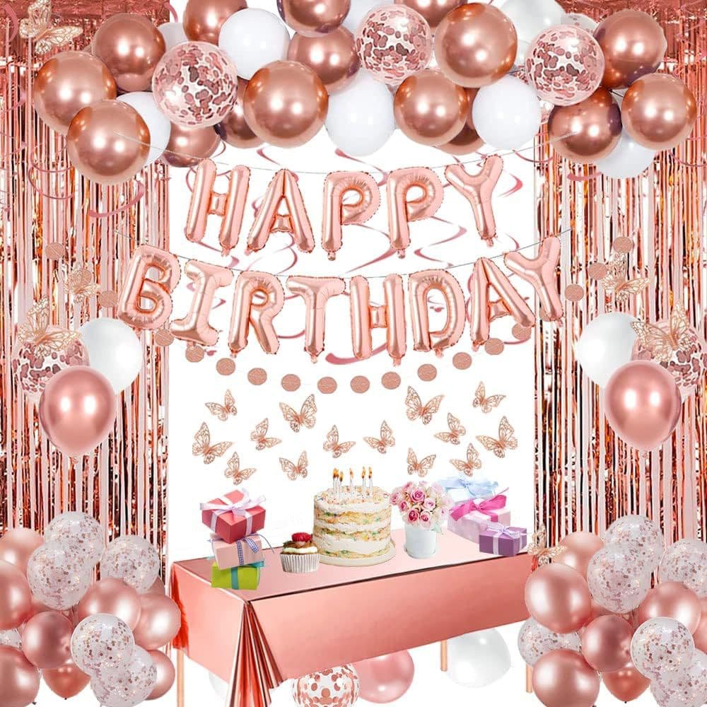 Rose Gold Birthday Decoration Balloon Set Rose Gold Balloon Curtain Background Wall Party Aluminum Foil Balloon Kit