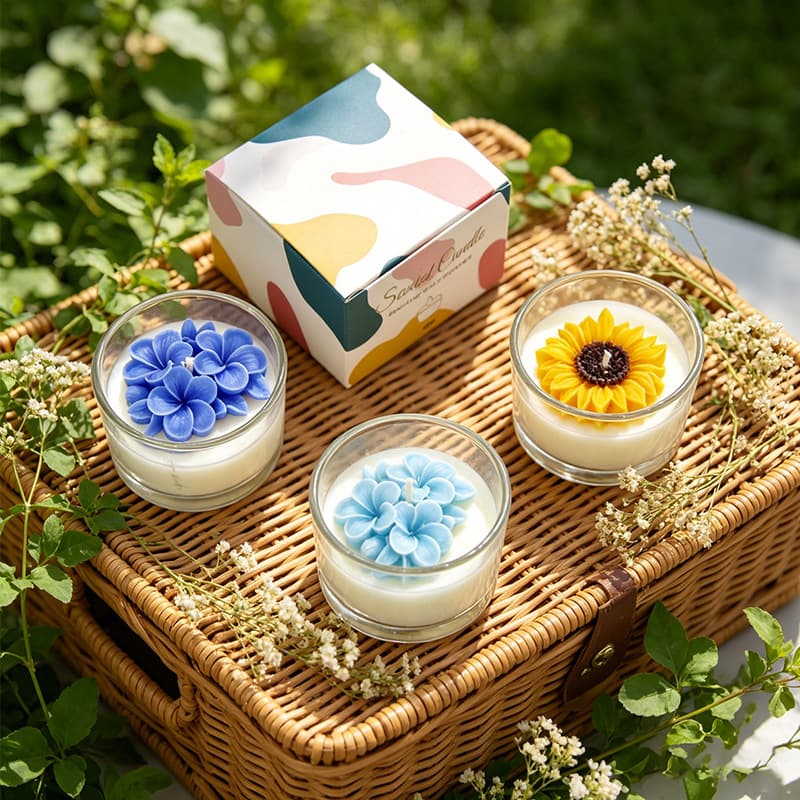Floral Aromatherapy Candle Gift Box Holiday Party Favor Home Bedroom Incense Handmade Flower Shaped Candle Decoration