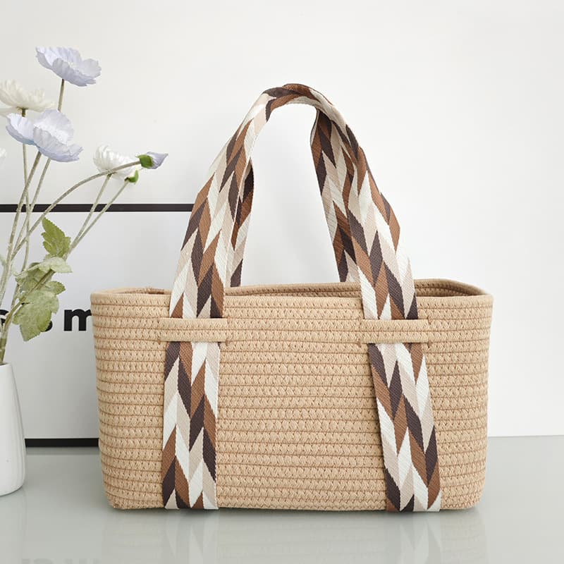 Cross-border Amazon ins niche vacation large-capacity woven handbag handmade straw bag picnic vacation basket