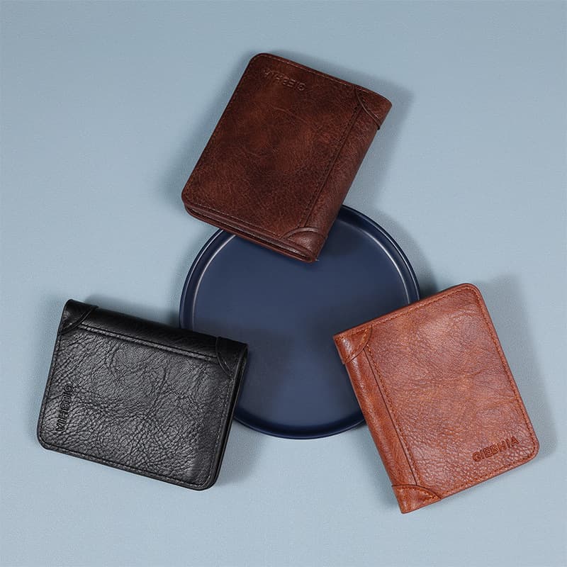 Men's Short Foldable PU Wallet Vintage Feel Credit Card Holder Coin Purse Storage Capable Breezebella Brand Daily Use