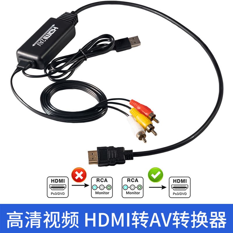 High Definition HDMI to AV Converter HDMI2AV Adapter Cable HDMI TO AV for PC PS4 to TV