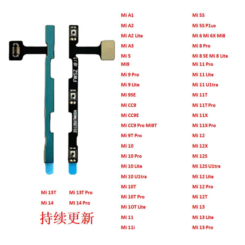 Compatible with Xiaomi Mi 5 6 8 9 10 11 12 13 14 15 17 Pro Ultra Power Button Volume Flex Cable