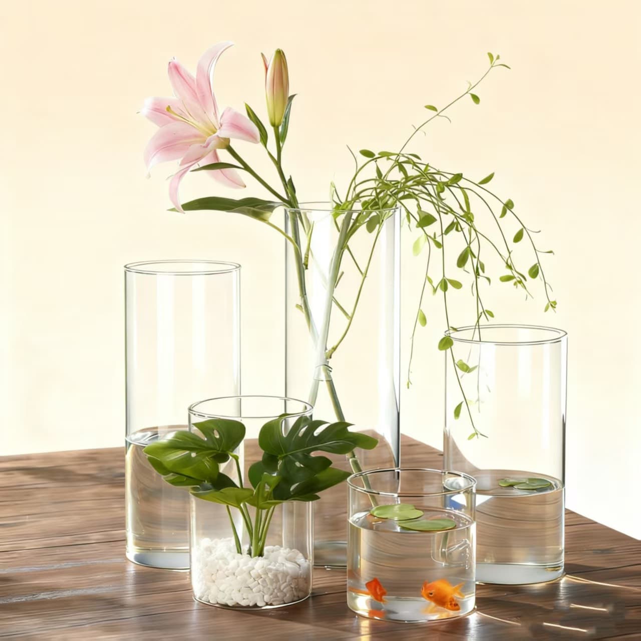 Small glass vase flowers transparent straight tube dried flowers high borosilicate glass vase flowers hydroponic plant vase ornaments