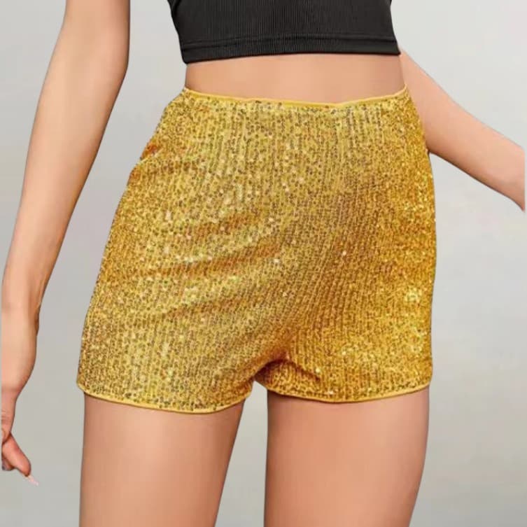 2024 Amazon European and American Fashion Multi-Color Sequin Slim Fit Hot Pants, Mid-Waist Sexy Straight Leg Shorts