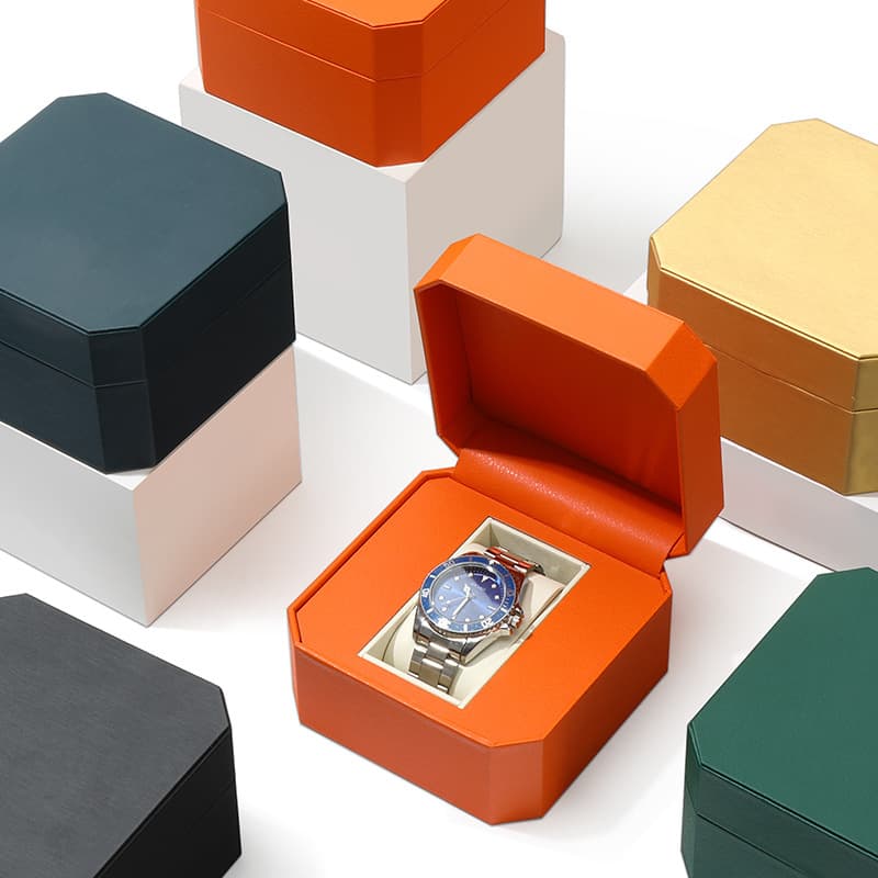 Spot wholesale watch box PU octagonal watch packaging box high-end flip watch watch box storage box