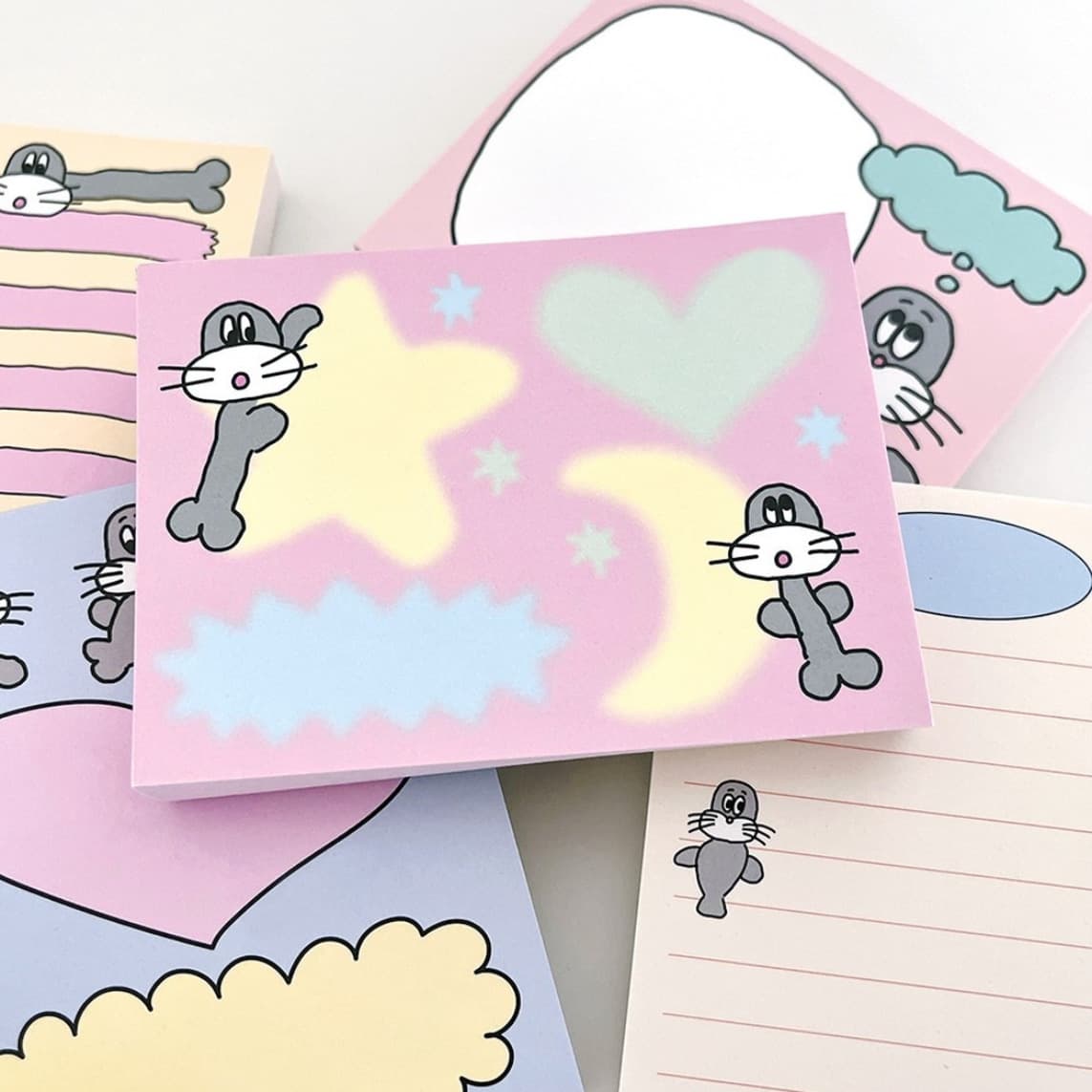 Korean ins new scootystudio cute curly-haired puppy cartoon sticky note pad, non-adhesive, girly style