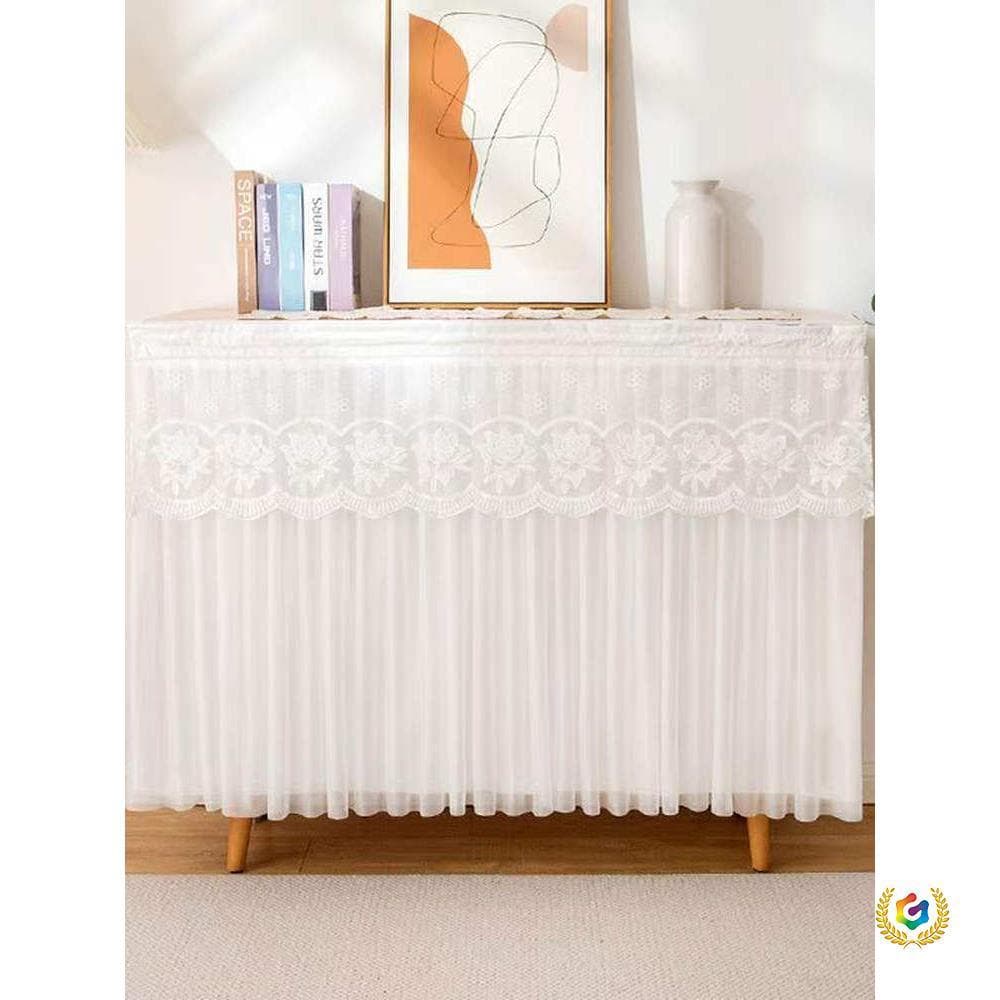 Lace Solid Color Cabinet Cover Curtain, No-Drill Storage Cabinet Cover-Up Curtain, Sliding Rail Type Bookcase Shoe Cabinet Dustproof Curtain