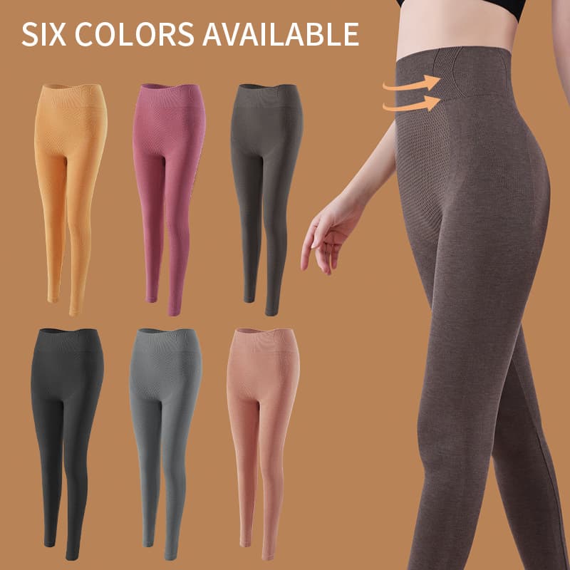 Merino wool thermal pants seamless yoga pants high-waist peach butt lifting fitness pants elastic running tight-fitting sports pants.