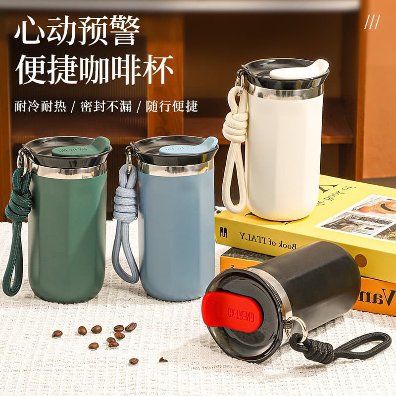 Cross-border Coffee Cup 304 Stainless Steel Vacuum Insulated Tumbler High Aesthetic Portable with Rope Handle Car Outdoor Sports Water Bottle