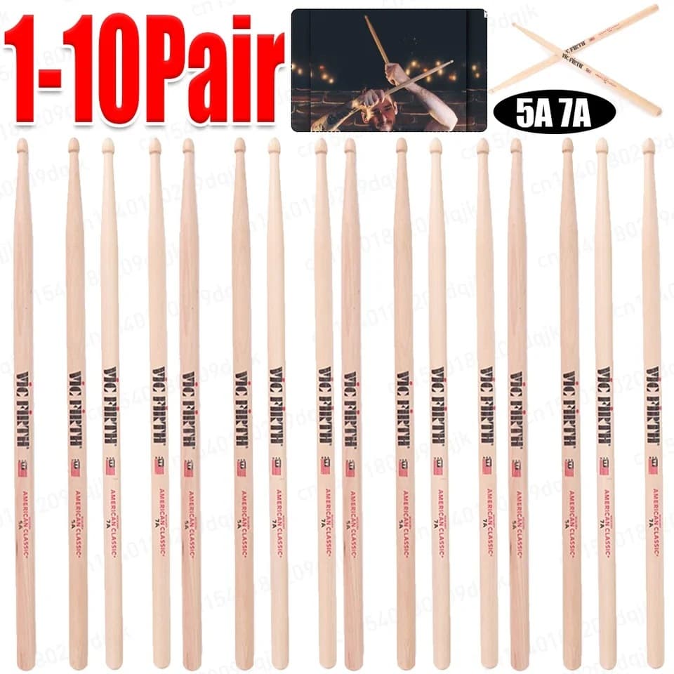 1-10 Pair Drumsticks 5A/7A Drum Sticks Consistent Weight and