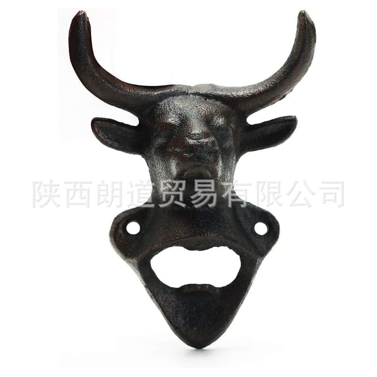 Vintage Wall-Mounted Bottle Opener Cast Iron Bull Head Beer Opener for Bar Home Use