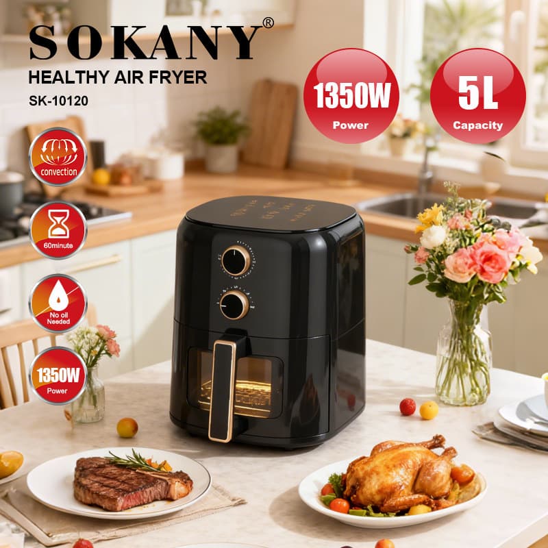 Cross-Border Sokany10120 Air Fryer Household 5L Visual Fryer Knob Adjustment Healthy Fryer