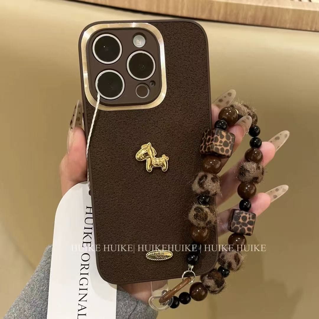 Year of the Horse Retro Little Golden Horse Thin Leather Case Compatible with iPhone 17, Apple 16, iPhone 15/14/13/Pro Max