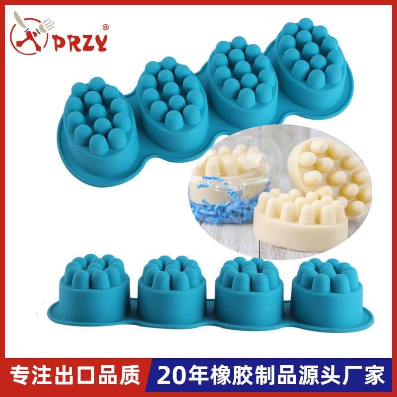 4-Hole Massage Soap Silicone Mold Oval Massage Soap Mold