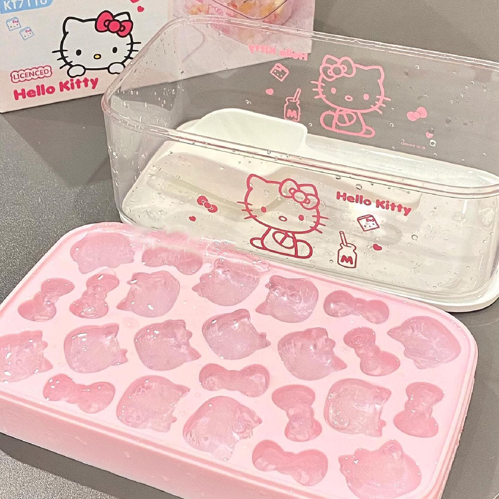 Food-grade silicone press ice cube mold KT cartoon ice cube tray DIY baby food freezing tool for home use