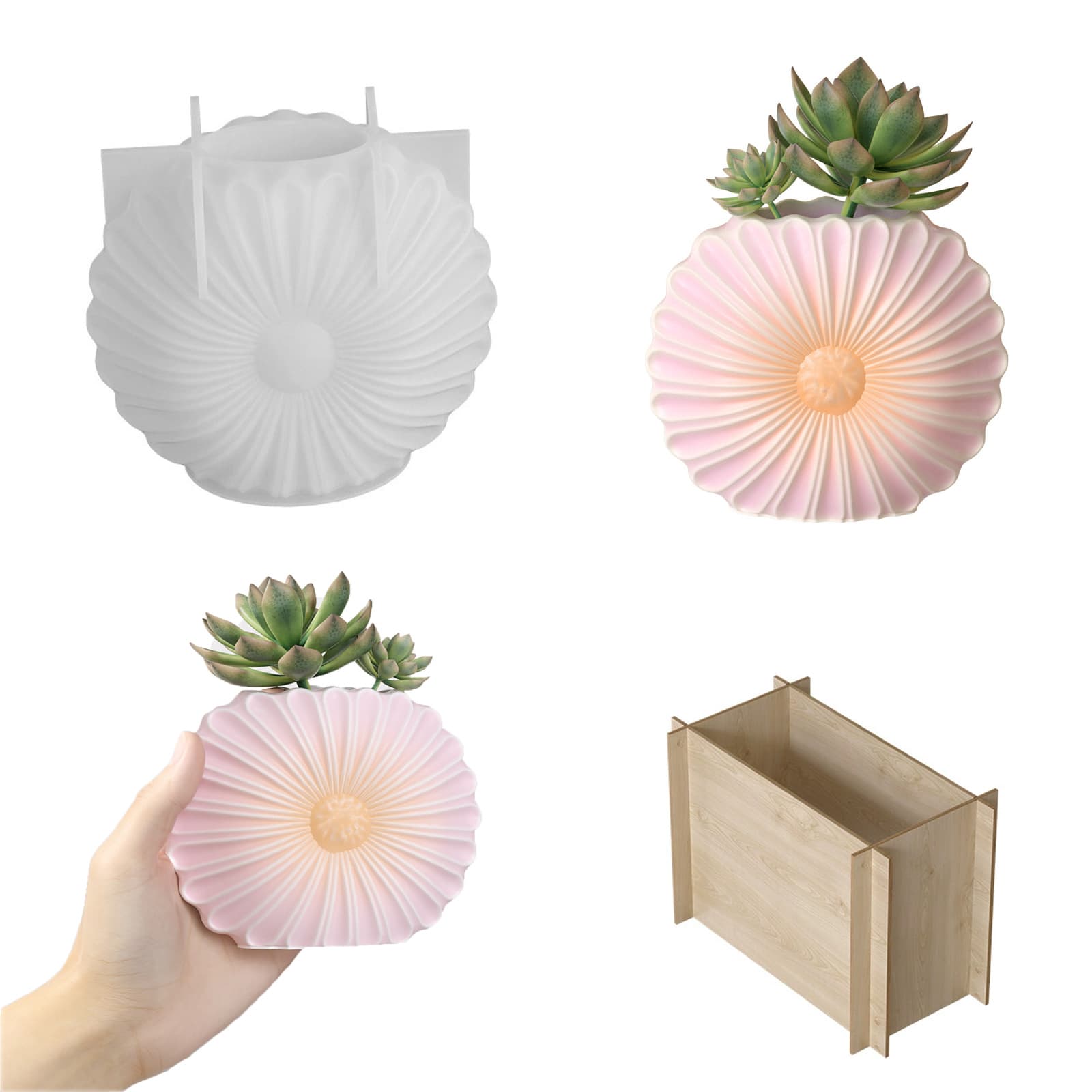Sunflower Vase Cement Clay Resin Silicone Mold Epoxy DIY Sunflower Potted Plant Plaster Decoration