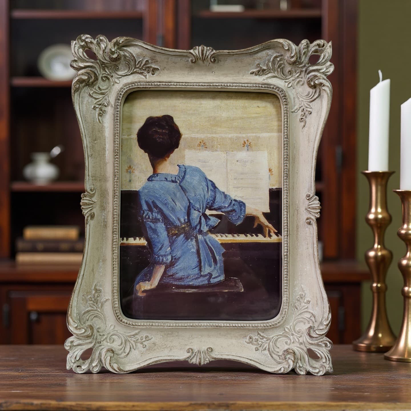 Direct Supply European American French Vintage Tabletop Photo Frame, Wall-Mounted, Distressed Classical Resin Frame, Export Tabletop Decor