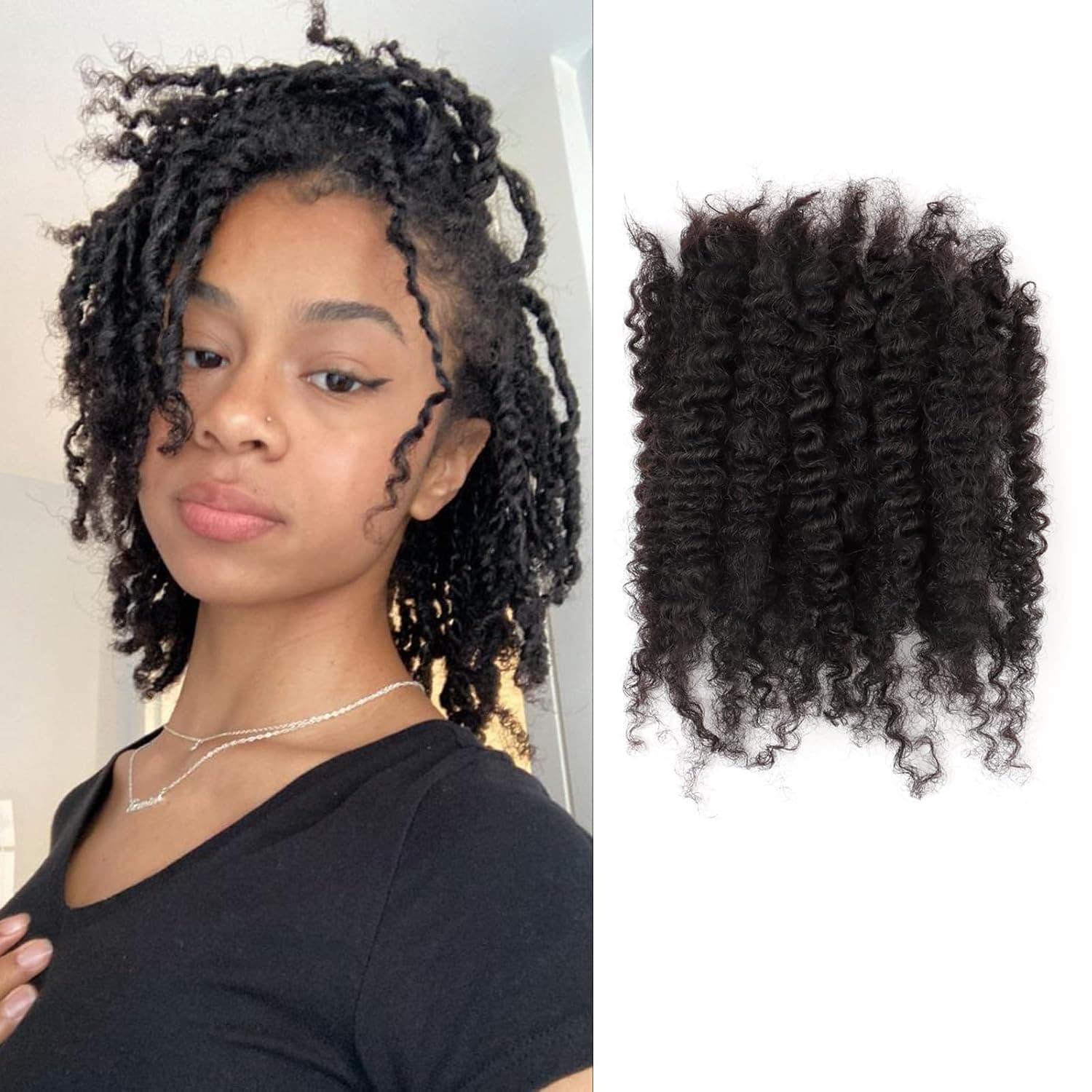 Human Hair 100% African Curly Hair Extensions African Curly Bulk Afro Kinky Bulk Hair