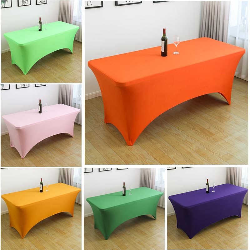 Arched elastic tablecloth/table cover, Amazon cross-border, 6FT rectangular outdoor wedding solid color conference tablecloth/table cover.