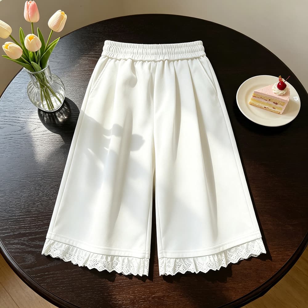 Wholesale 1688 Source Girls Ice Silk Wide Leg Pants Multi-Color Children Lace Straight Pants Summer Thin Mosquito Repellent Pants